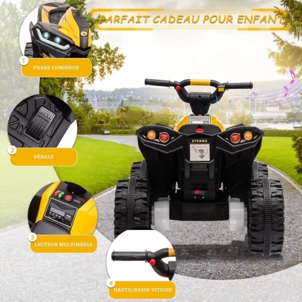 HOMCOM 12V Electric Quad Bikes for Kids Ride On Car ATV Toy, with Forward Reverse Functions, LED Headlights, for Ages 3-5 Years - Image 7